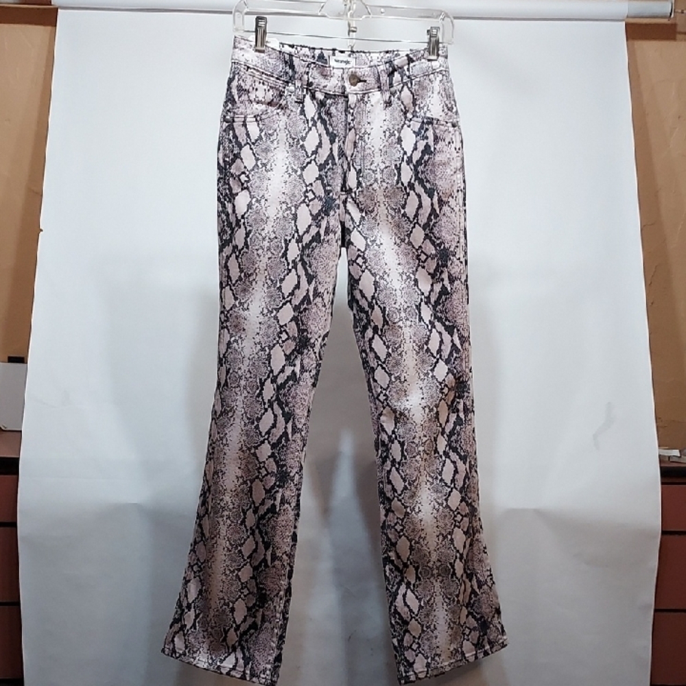 Wrangler High Rise Snake Print Jeans - Black and Cream